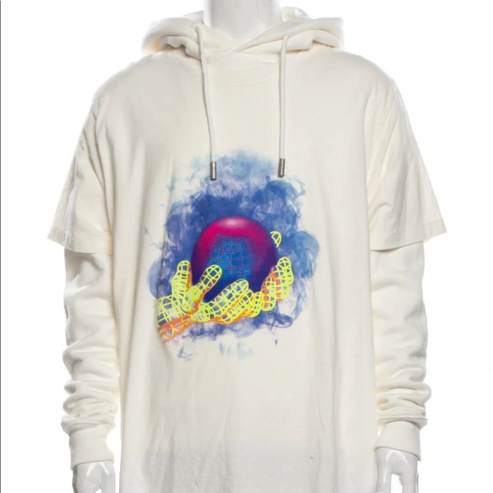 Off-White Virgil Abloh World Globe Hands Logo Hoodie Tee - Picture 2 of 6